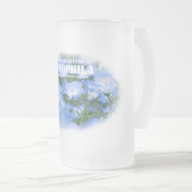 Caneca De Cerveja Vidro Jateado NEMOPHILA（Baby Blue Eyes） (Frente Esquerda)