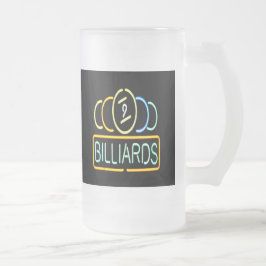 Caneca De Cerveja Vidro Jateado Neon Billiard - Piscina - Sinal de Fosco Beer Mug