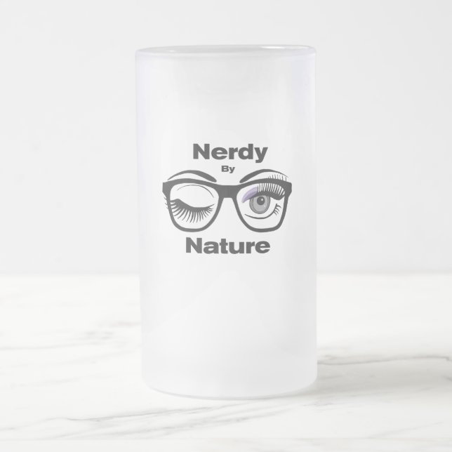 Caneca De Cerveja Vidro Jateado Nerdy pela Nature Funny Geek com Óculos (Centro)