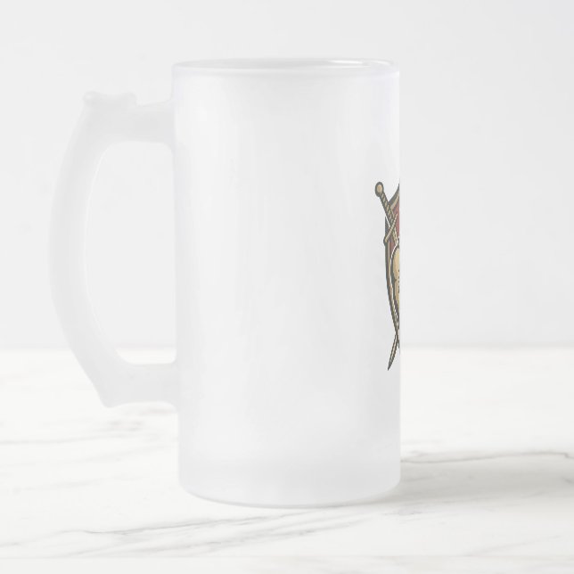 Caneca De Cerveja Vidro Jateado Noble Lion Shield Mug (Esquerda)