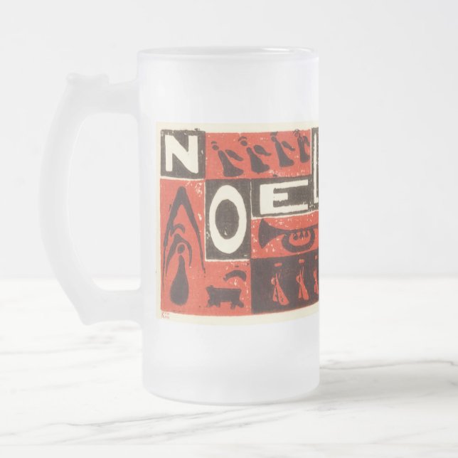 Caneca De Cerveja Vidro Jateado Noel Red (Esquerda)
