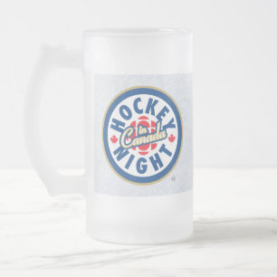 Caneca De Cerveja Vidro Jateado Noite de hóquei no canadense Fosco
