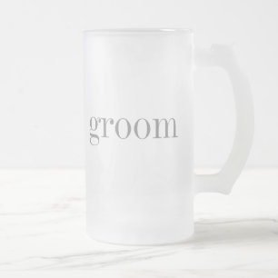 Caneca De Cerveja Vidro Jateado Noivo cinzento do texto