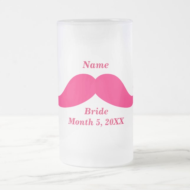 Caneca De Cerveja Vidro Jateado Nome da Noiva Bigode Rosa (Centro)
