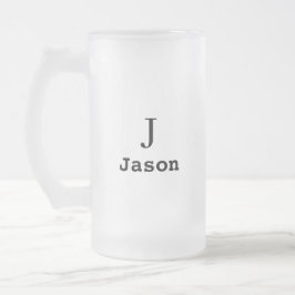 Caneca De Cerveja Vidro Jateado Nome inicial do Monograma Elegante Personalizado
