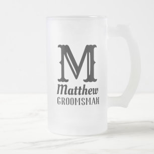 Caneca De Cerveja Vidro Jateado Nome Masculino Monograma Casamentos Clássicos Negr