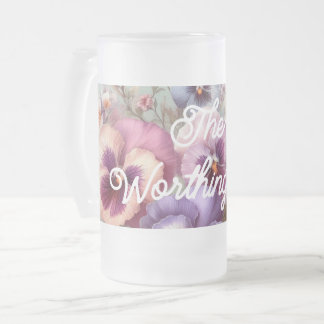 Caneca De Cerveja Vidro Jateado Nome Painéis de Vintagem de Aquarelas Pastéis de F