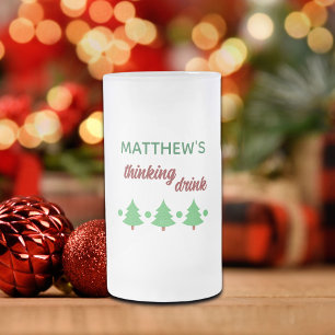 Caneca De Cerveja Vidro Jateado Nome Personalizado Bebida Pensativa Árvores de Nat