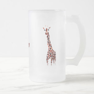 Caneca De Cerveja Vidro Jateado Nome Personalizado de Girafas de Arte da Vida Selv