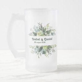 Caneca De Cerveja Vidro Jateado Nome Personalizado floral moderno feminino