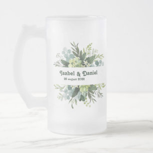 Caneca De Cerveja Vidro Jateado Nome Personalizado floral moderno feminino