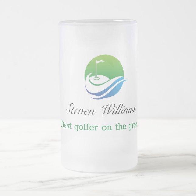 Caneca De Cerveja Vidro Jateado Nome Personalizado Melhor Fosco Golfer Mug (Centro)