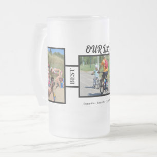 Caneca De Cerveja Vidro Jateado Nosso Pai Melhor Pai Colagem de Fotos Personalize