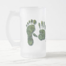 Caneca De Cerveja Vidro Jateado Nova pegada de mão de bebê