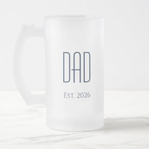 Caneca De Cerveja Vidro Jateado Novo papai Moderno Padre Marinho Tipografia Azul