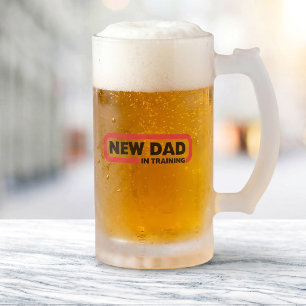 Caneca De Cerveja Vidro Jateado Novo papai no treinamento