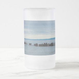 Caneca De Cerveja Vidro Jateado Nublado Na Baía De Whitefish Fosco Mug