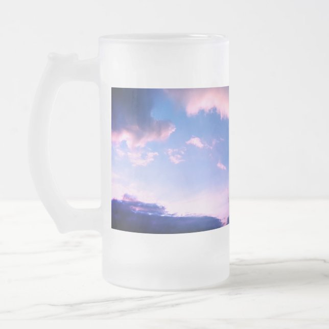 Caneca De Cerveja Vidro Jateado Nuvens cor-de-rosa (Esquerda)