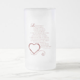 Caneca De Cerveja Vidro Jateado O amor é o amor paciente é tipo 1 Corinthians 13: