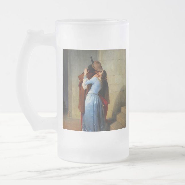 Caneca De Cerveja Vidro Jateado O Beijo Francesco Hayez (Esquerda)