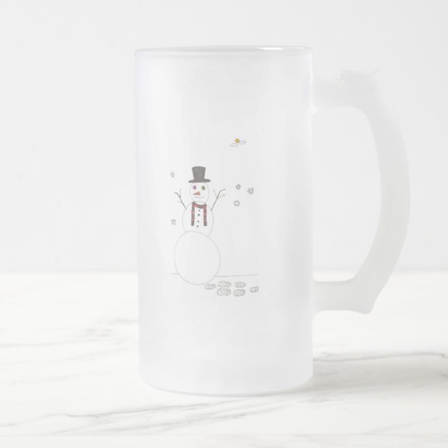 Caneca De Cerveja Vidro Jateado O boneco de neve (Direita)