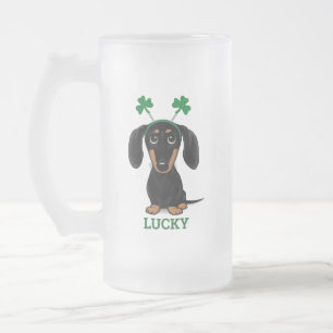 Caneca De Cerveja Vidro Jateado O Cachorro do Dia de São Patrício Engraçado é pers
