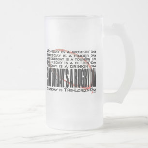 Caneca De Cerveja Vidro Jateado O dia do rugby de sábado um