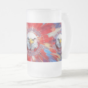 Caneca De Cerveja Vidro Jateado O Espírito De 1776, 2026 Águia Vermelha de Fogo da