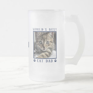 Caneca De Cerveja Vidro Jateado O melhor Marinho de gatos do mundo imprime o nome
