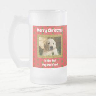 Caneca De Cerveja Vidro Jateado O melhor Pai de cachorro de Natal já fotografou Pe