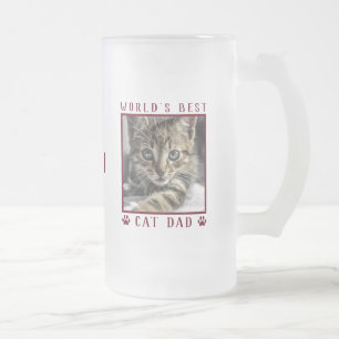 Caneca De Cerveja Vidro Jateado O melhor Pai de gatos do mundo, Red Paw, imprime o