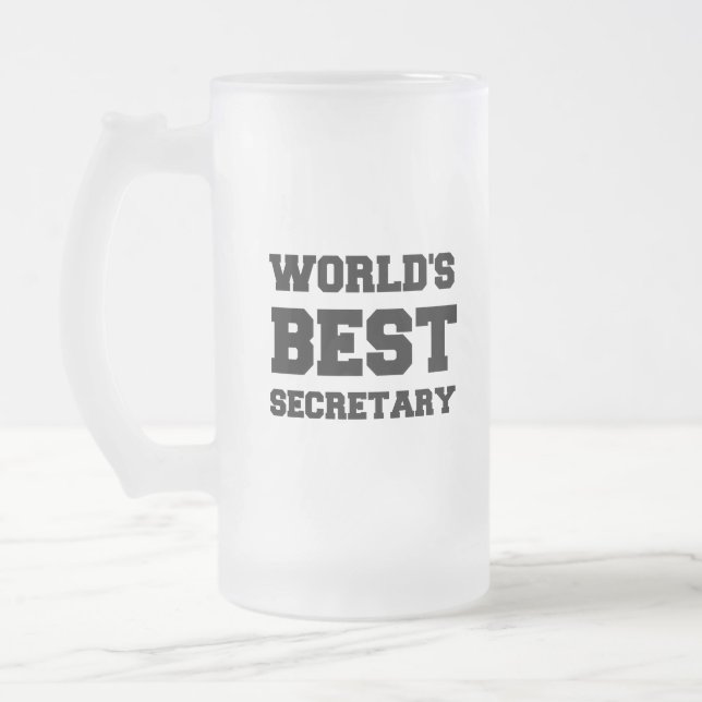 CANECA DE CERVEJA VIDRO JATEADO O MELHOR SECRETÁRIO DO MUNDO (Esquerda)