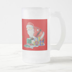Caneca De Cerveja Vidro Jateado o Natal do pai listrou presentes envolvidos meia