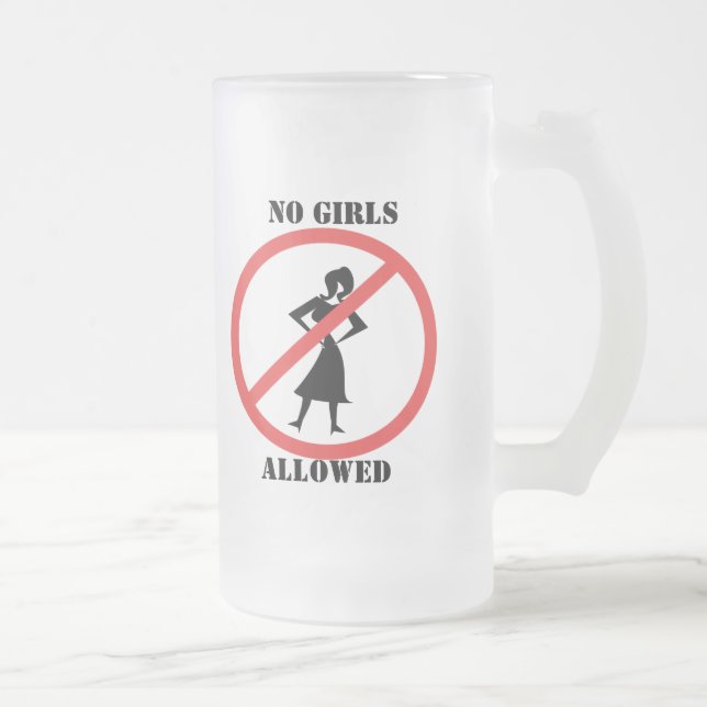 Caneca De Cerveja Vidro Jateado O pictograma sem símbolo Sem Meninas Permitido (Direita)