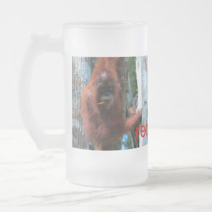 Caneca De Cerveja Vidro Jateado O Redhead da natureza: o macaco vermelho