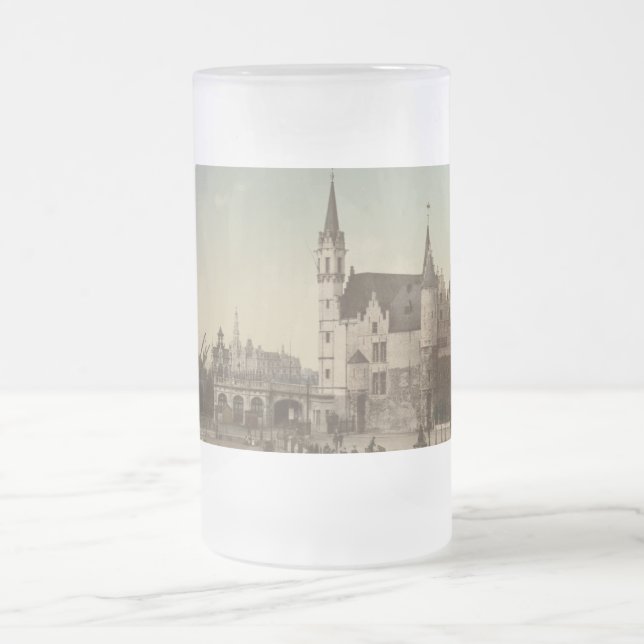 Caneca De Cerveja Vidro Jateado O Steen, Antuérpia, Bélgica (Centro)