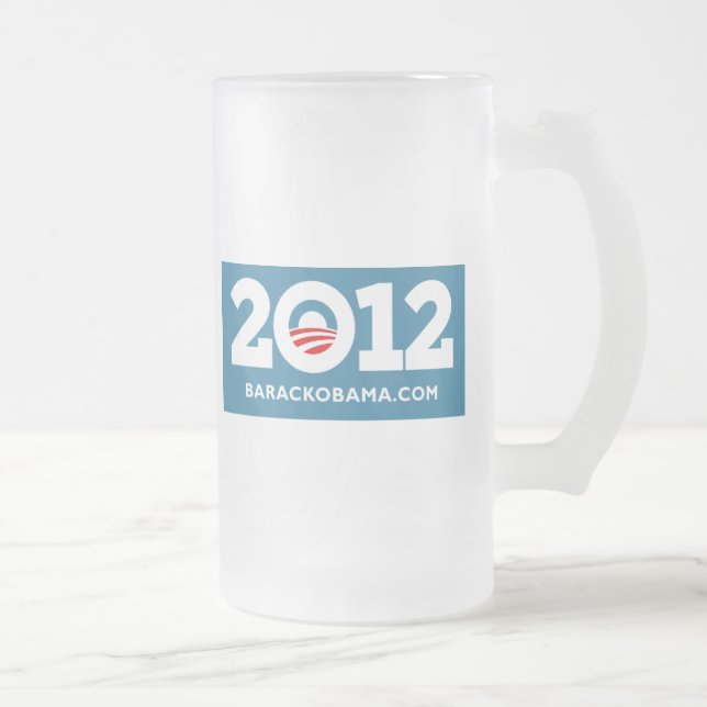 Caneca De Cerveja Vidro Jateado Obama 2012 (Direita)