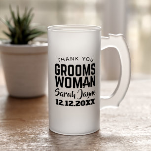 Caneca De Cerveja Vidro Jateado Obrigado Groomswoman Gift Wedding Favor