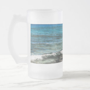 Caneca De Cerveja Vidro Jateado Oceano Azuis