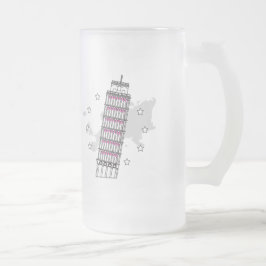 Caneca De Cerveja Vidro Jateado Olá Itália Fosco Glass Beer Mug