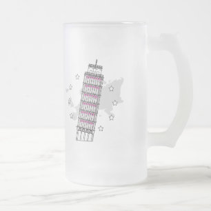 Caneca De Cerveja Vidro Jateado Olá Itália Fosco Glass Beer Mug