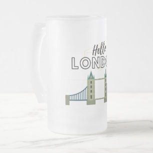 Caneca De Cerveja Vidro Jateado Olá London Fosco Glass Beer Mug