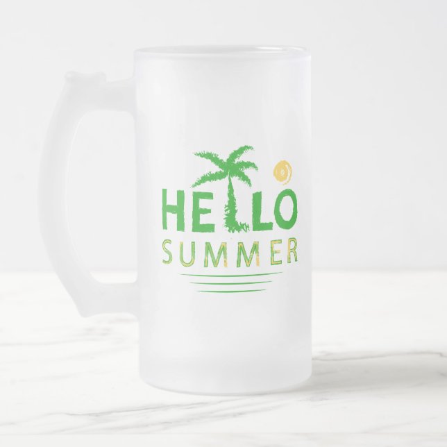 Caneca De Cerveja Vidro Jateado Olá Summer (Esquerda)