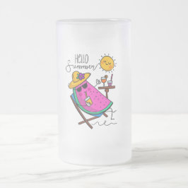 Caneca De Cerveja Vidro Jateado Olá Summer Relaxing Melancia