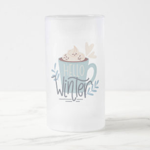 Caneca De Cerveja Vidro Jateado Olá Winter