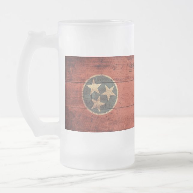 Caneca De Cerveja Vidro Jateado Old Wooden Tennessee Flag (Esquerda)