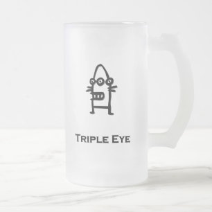 Caneca De Cerveja Vidro Jateado Olho Triplo de Boas Olhais