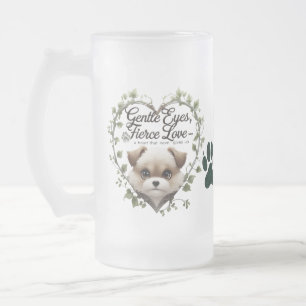 Caneca De Cerveja Vidro Jateado Olhos Gentis, Amor Rigoroso - Fosco Cardíaco 16 oz