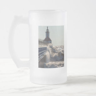 Caneca De Cerveja Vidro Jateado Ondas Fierosas Na Rua Joseph