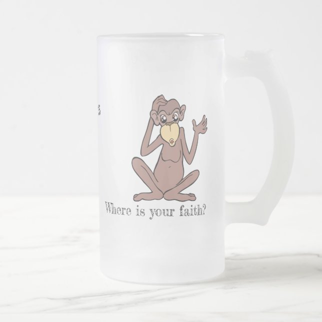 Caneca De Cerveja Vidro Jateado Onde está a sua fé? Customize-a (Direita)